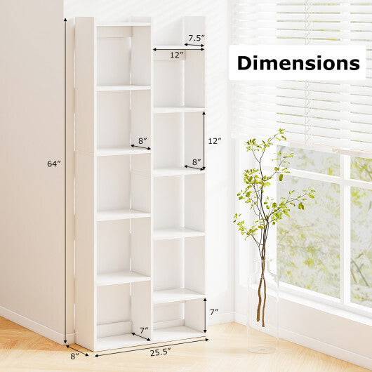 11-Tier Modern Book Organizer Bookcase with Anti-Tipping Kits-Natural W2B