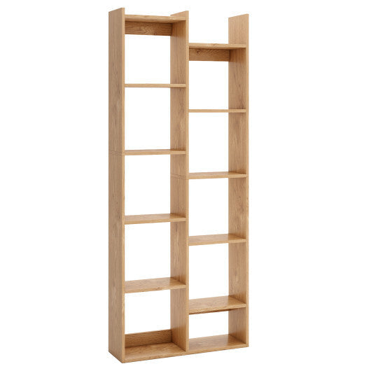 11-Tier Modern Book Organizer Bookcase with Anti-Tipping Kits-Natural W2B