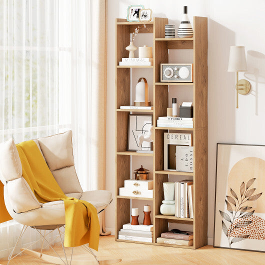 11-Tier Modern Book Organizer Bookcase with Anti-Tipping Kits-Natural W2B