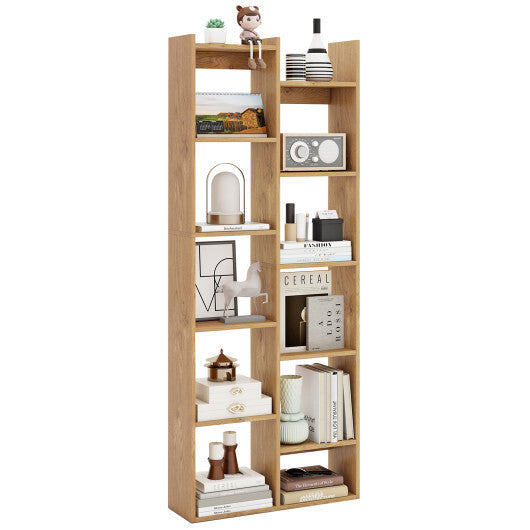 11-Tier Modern Book Organizer Bookcase with Anti-Tipping Kits-Natural W2B