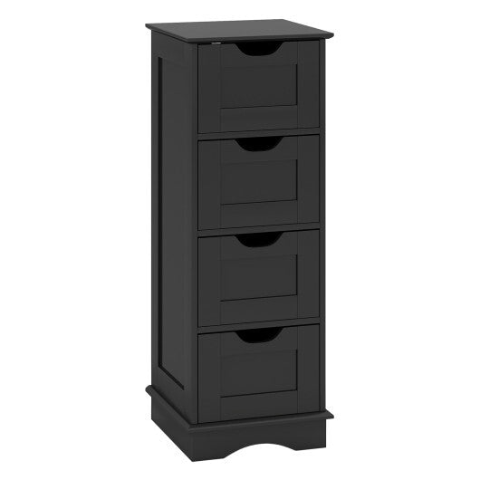 Bathroom Storage Cabinet with Cutout Handles and 4 Drawers-Black W2B
