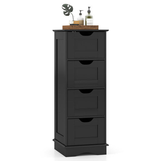 Bathroom Storage Cabinet with Cutout Handles and 4 Drawers-Black W2B