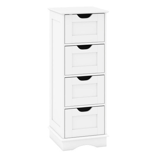 Bathroom Storage Cabinet with Cutout Handles and 4 Drawers-Black W2B