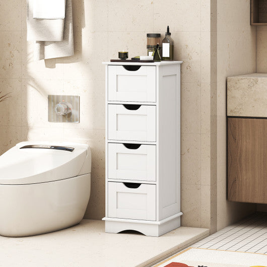 Bathroom Storage Cabinet with Cutout Handles and 4 Drawers-Black W2B