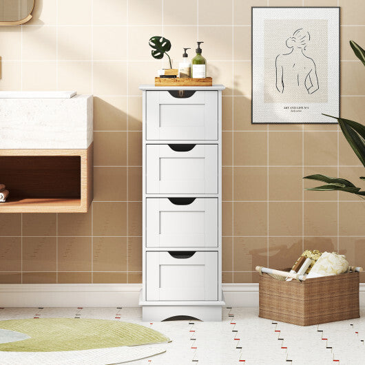 Bathroom Storage Cabinet with Cutout Handles and 4 Drawers-Black W2B