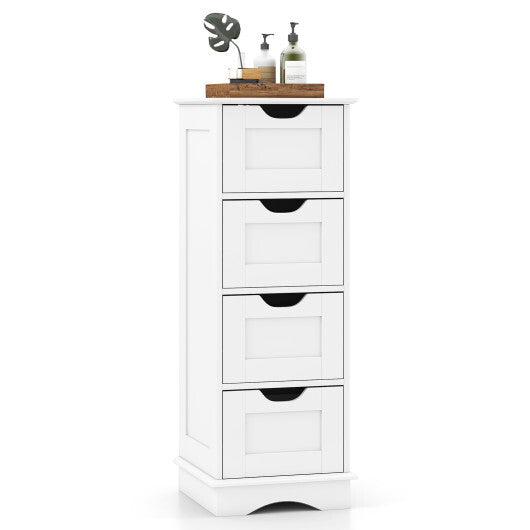 Bathroom Storage Cabinet with Cutout Handles and 4 Drawers-Black W2B