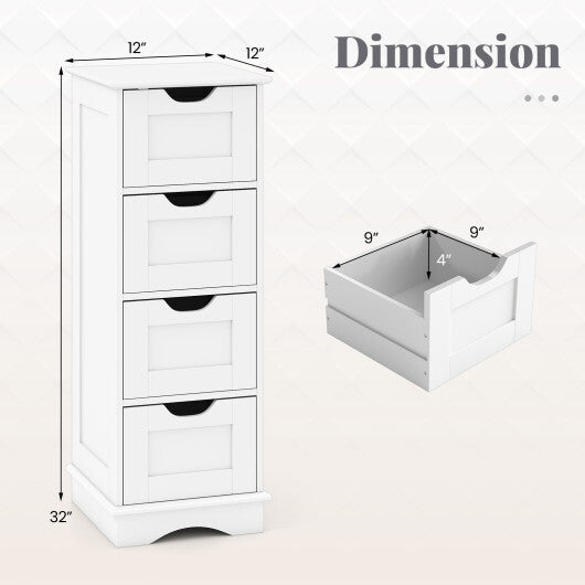 Bathroom Storage Cabinet with Cutout Handles and 4 Drawers-Black W2B
