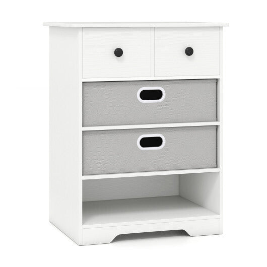 4-Drawer Dresser Modern Chest Storage Organizer with Open Shelves-White W2B