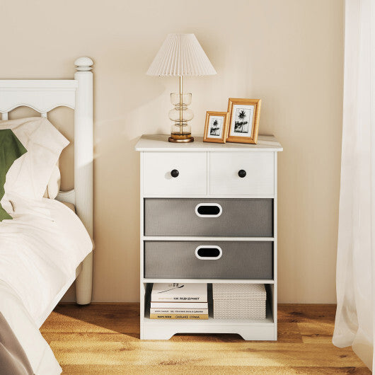 4-Drawer Dresser Modern Chest Storage Organizer with Open Shelves-White W2B
