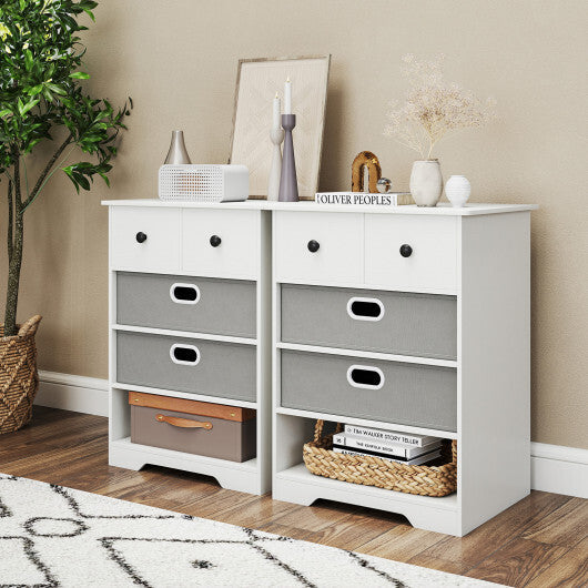 4-Drawer Dresser Modern Chest Storage Organizer with Open Shelves-White W2B
