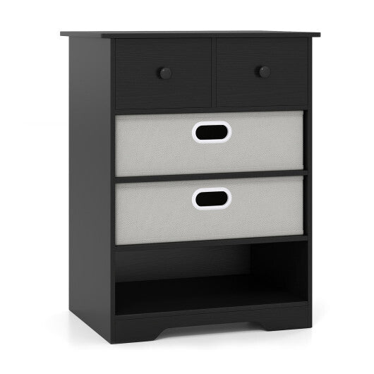 4-Drawer Dresser Modern Chest Storage Organizer with Open Shelves-White W2B