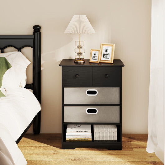4-Drawer Dresser Modern Chest Storage Organizer with Open Shelves-White W2B