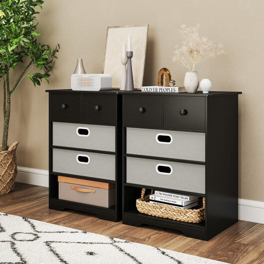 4-Drawer Dresser Modern Chest Storage Organizer with Open Shelves-White W2B