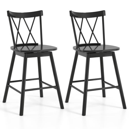 Set of 2 Windsor Bar Stool with Ergonomic Backrest and Footrests-29 inches W2B