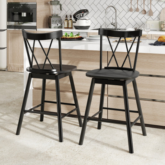 Set of 2 Windsor Bar Stool with Ergonomic Backrest and Footrests-29 inches W2B
