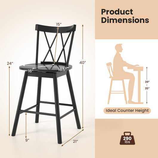 Set of 2 Windsor Bar Stool with Ergonomic Backrest and Footrests-29 inches W2B