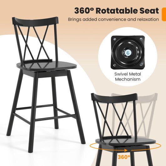 Set of 2 Windsor Bar Stool with Ergonomic Backrest and Footrests-29 inches W2B