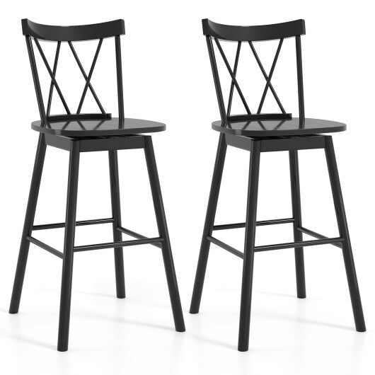 Set of 2 Windsor Bar Stool with Ergonomic Backrest and Footrests-29 inches W2B