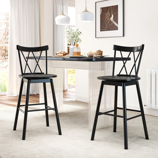 Set of 2 Windsor Bar Stool with Ergonomic Backrest and Footrests-29 inches W2B