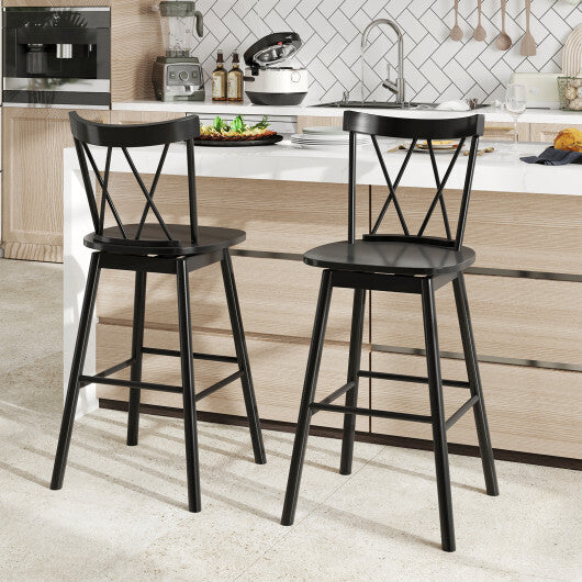 Set of 2 Windsor Bar Stool with Ergonomic Backrest and Footrests-29 inches W2B