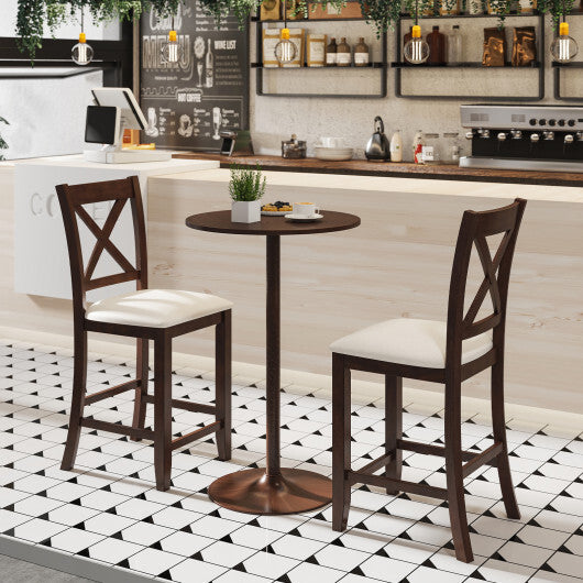 Modern Farmhouse Counter Height Stools with Footrest and Cushion-Walnut W2B