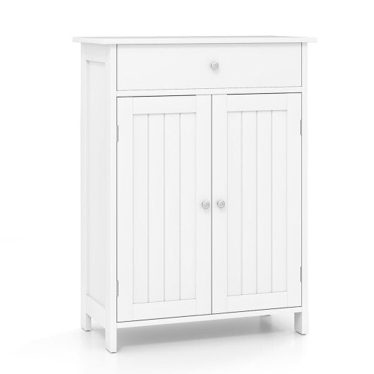 Bathroom Floor Cabinet Freestanding Storage Organizer with 2 Doors-Black W2B