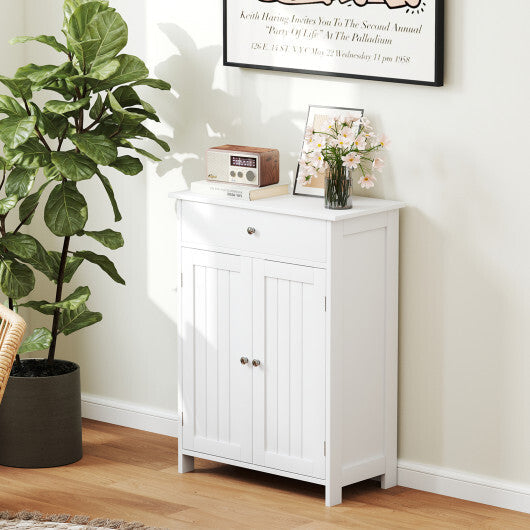 Bathroom Floor Cabinet Freestanding Storage Organizer with 2 Doors-Black W2B