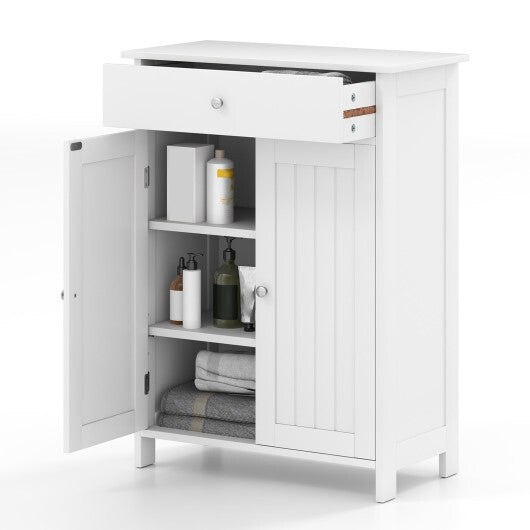 Bathroom Floor Cabinet Freestanding Storage Organizer with 2 Doors-Black W2B