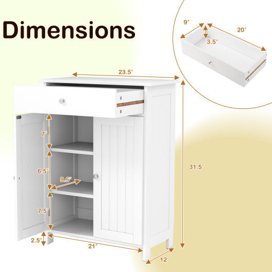 Bathroom Floor Cabinet Freestanding Storage Organizer with 2 Doors-Black W2B