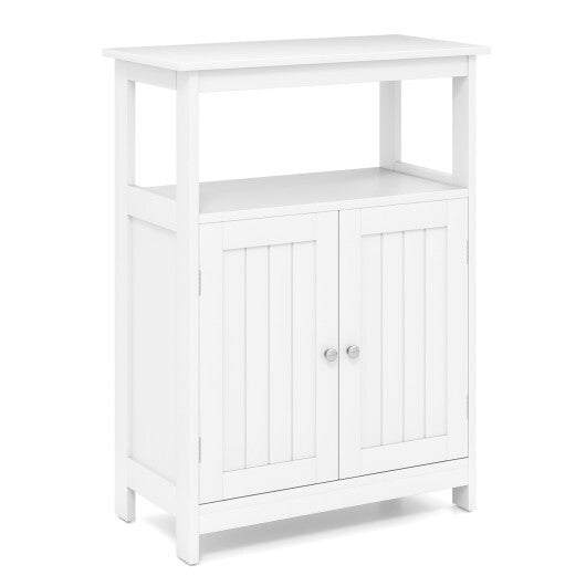 Bathroom Floor Cabinet Freestanding Storage Organizer with Open Compartment-White W2B