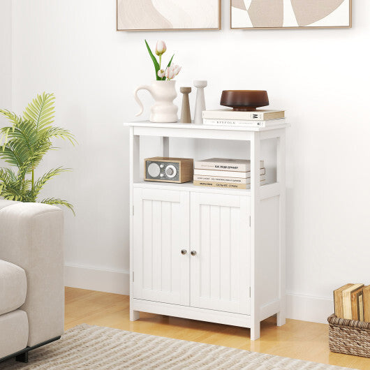 Bathroom Floor Cabinet Freestanding Storage Organizer with Open Compartment-White W2B