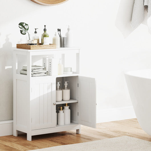 Bathroom Floor Cabinet Freestanding Storage Organizer with Open Compartment-White W2B