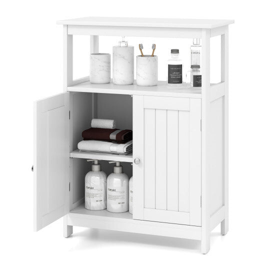 Bathroom Floor Cabinet Freestanding Storage Organizer with Open Compartment-White W2B