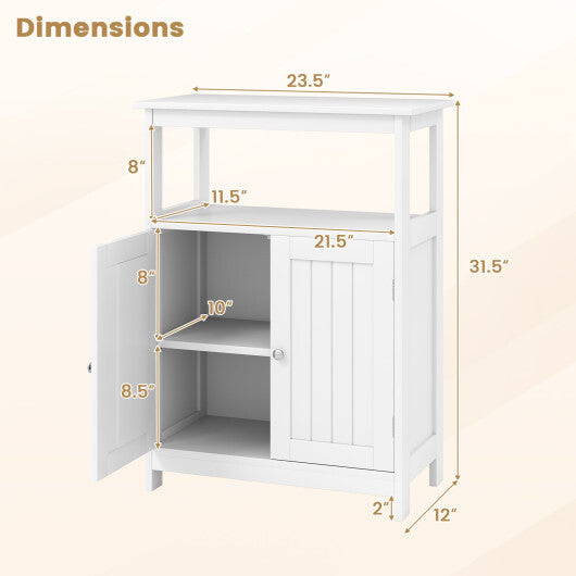 Bathroom Floor Cabinet Freestanding Storage Organizer with Open Compartment-White W2B