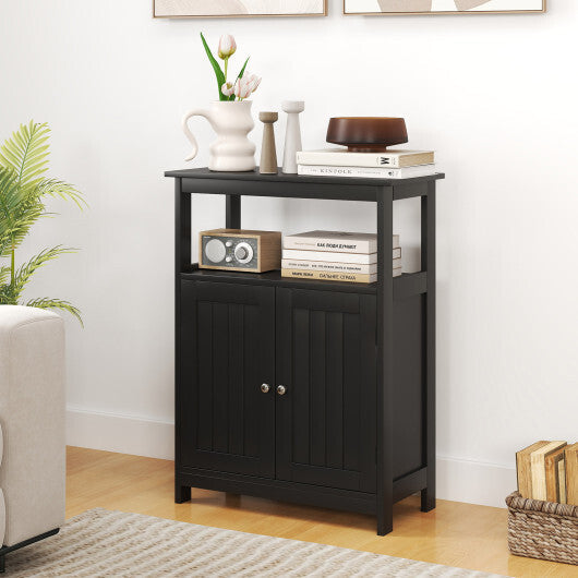Bathroom Floor Cabinet Freestanding Storage Organizer with Open Compartment-White W2B