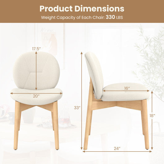 Wooden Dining Chairs Set of 2 with Rubber Wood Legs-White