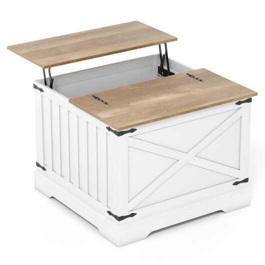 Farmhouse Lift Top Coffee Table with Hidden Storage Compartment-Rustic Brown W2B