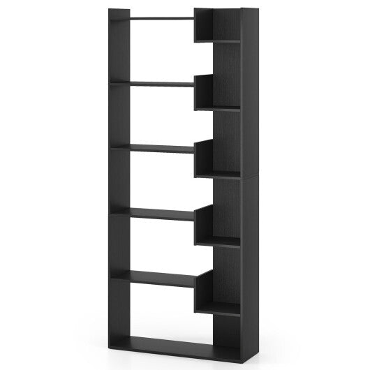 6-Tier Bookshelf Wooden Bookcase with 2 Anti-Tipping Kits Open Display Shelf-Black W2B