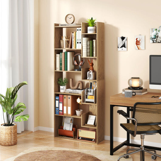 6-Tier Bookshelf Wooden Bookcase with 2 Anti-Tipping Kits Open Display Shelf-Black W2B