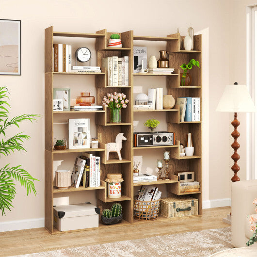6-Tier Bookshelf Wooden Bookcase with 2 Anti-Tipping Kits Open Display Shelf-Black W2B