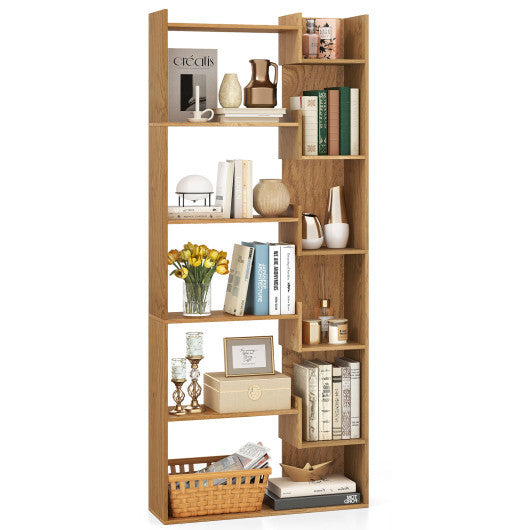 6-Tier Bookshelf Wooden Bookcase with 2 Anti-Tipping Kits Open Display Shelf-Black W2B