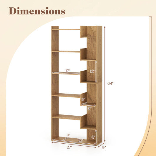 6-Tier Bookshelf Wooden Bookcase with 2 Anti-Tipping Kits Open Display Shelf-Black W2B