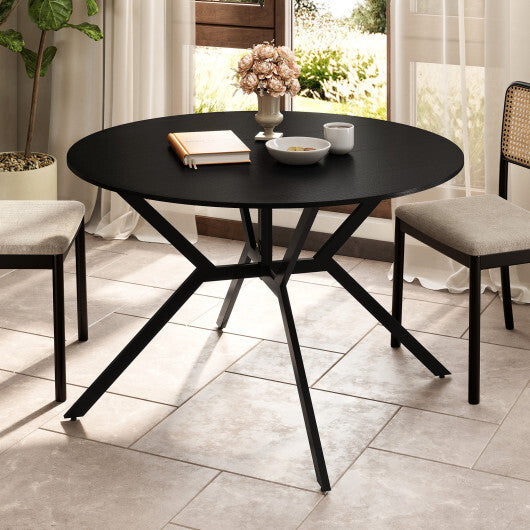 Folding Dining Table 47 Inch Extendable Round Kitchen Table with Drop Leaves-Rustic Brown