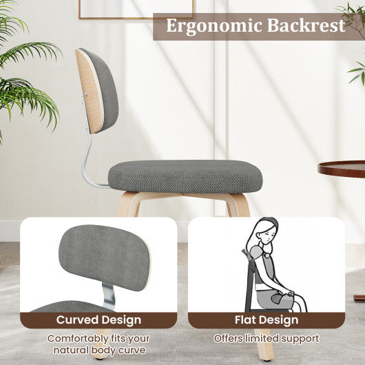 Chenille Fabric Upholstered Wooden Kitchen Chairs Set of 2-Dark Gray