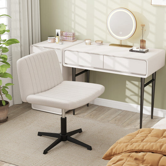 Criss Cross-Legged Swivel Desk Chair No Wheels-Gray