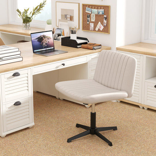 Criss Cross-Legged Swivel Desk Chair No Wheels-Gray