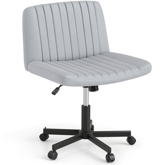 Criss Cross Chair with Wheels Cross-Legged Swivel Desk Chair with Soft-Padded Wide Seat-Gray W2B