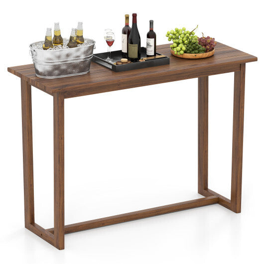 59 Inch Outdoor Bar Table with Slatted Top W2B