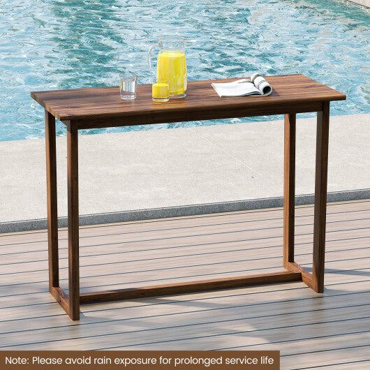 59 Inch Outdoor Bar Table with Slatted Top W2B