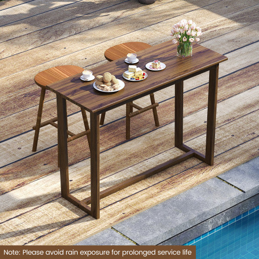 59 Inch Outdoor Bar Table with Slatted Top W2B